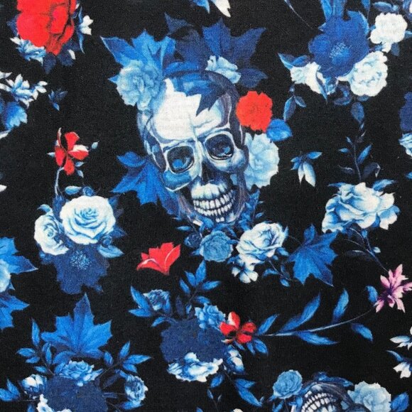 Fresh Prints of Bel Air ringer tee skulls roses grunge goth whimsical size Small - Picture 5 of 7
